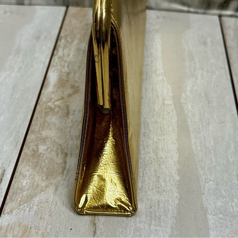 Glamorous Gold Leather Framed Kiss-lock 1940s Evening Party Old Hollywood Style - Picture 7 of 14